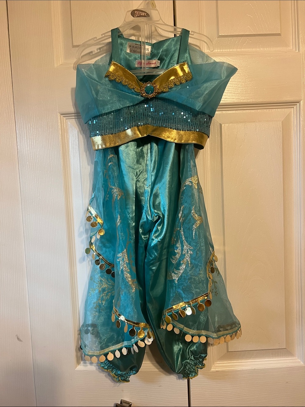Girls Teal Jazmin Princess Dance Costume with Gold Accents
